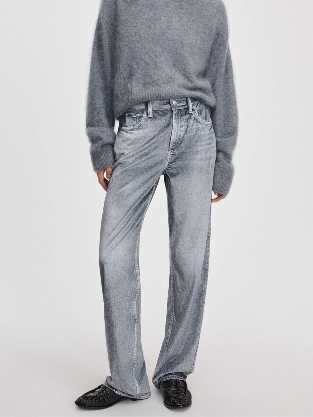 rag & bone Washed Gray High-Rise Flare Jeans - Picture 2 of 2